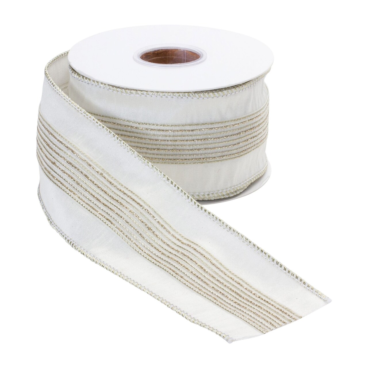 Melrose Glittered Striped Christmas Wired Craft Ribbon - 2.5" x 10 Yards